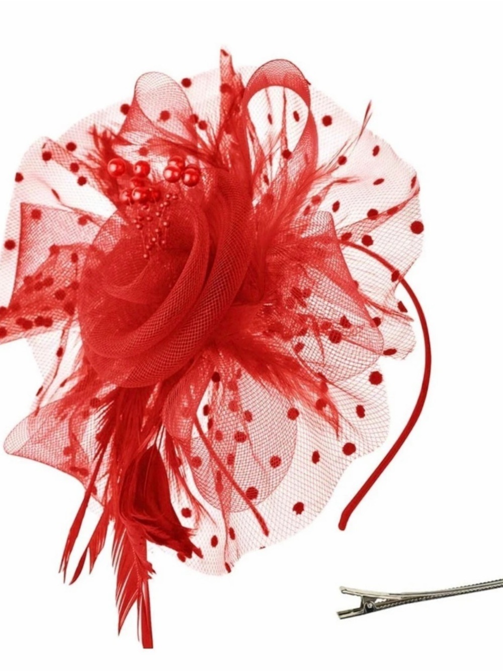 Red Feather Fascinator Headband